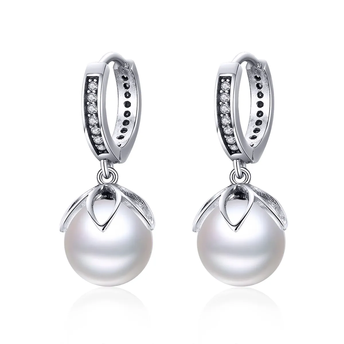 pandora style silver gentle love hanging earrings sce482