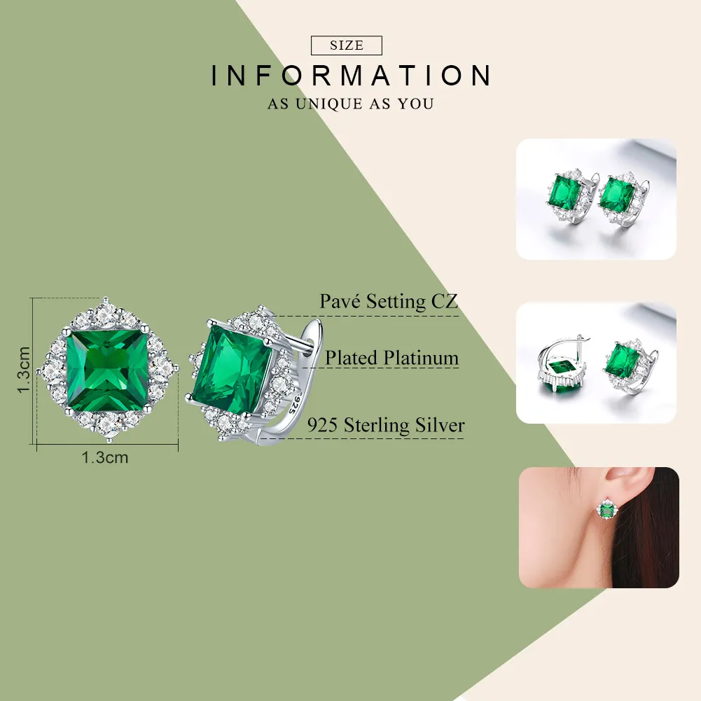 Pandora Style Silver Green Aurora Stud Earrings - SCE540