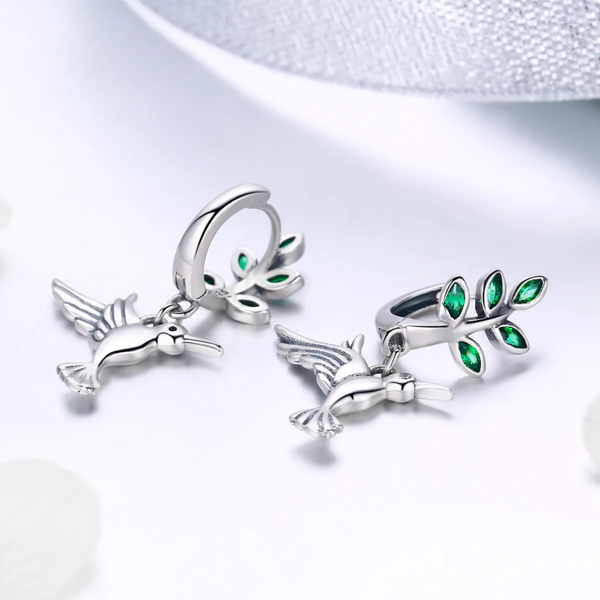 Pandora Style Silver Greetings From Hummingbirds Stud Earrings - SCE464