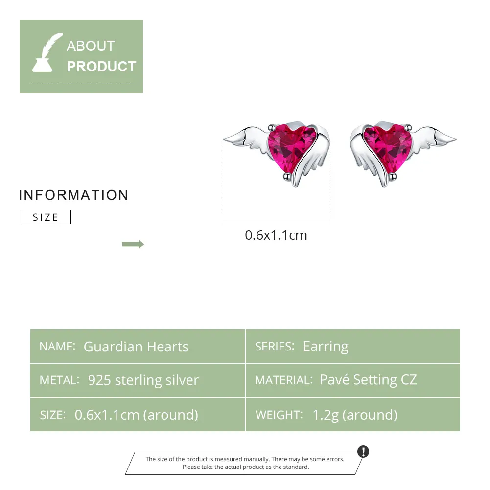 Pandora Style Silver Guardian Heart Stud Earrings - SCE690