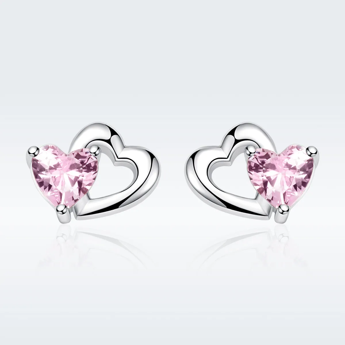 Pandora Style Silver Heart and Soul Stud Earrings - SCE090