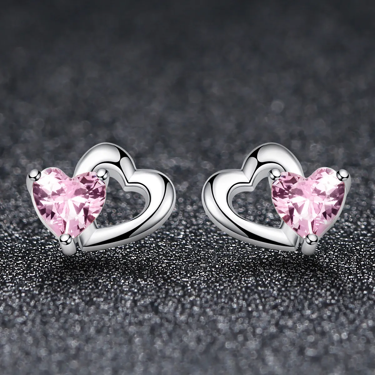 Pandora Style Silver Heart and Soul Stud Earrings - SCE090