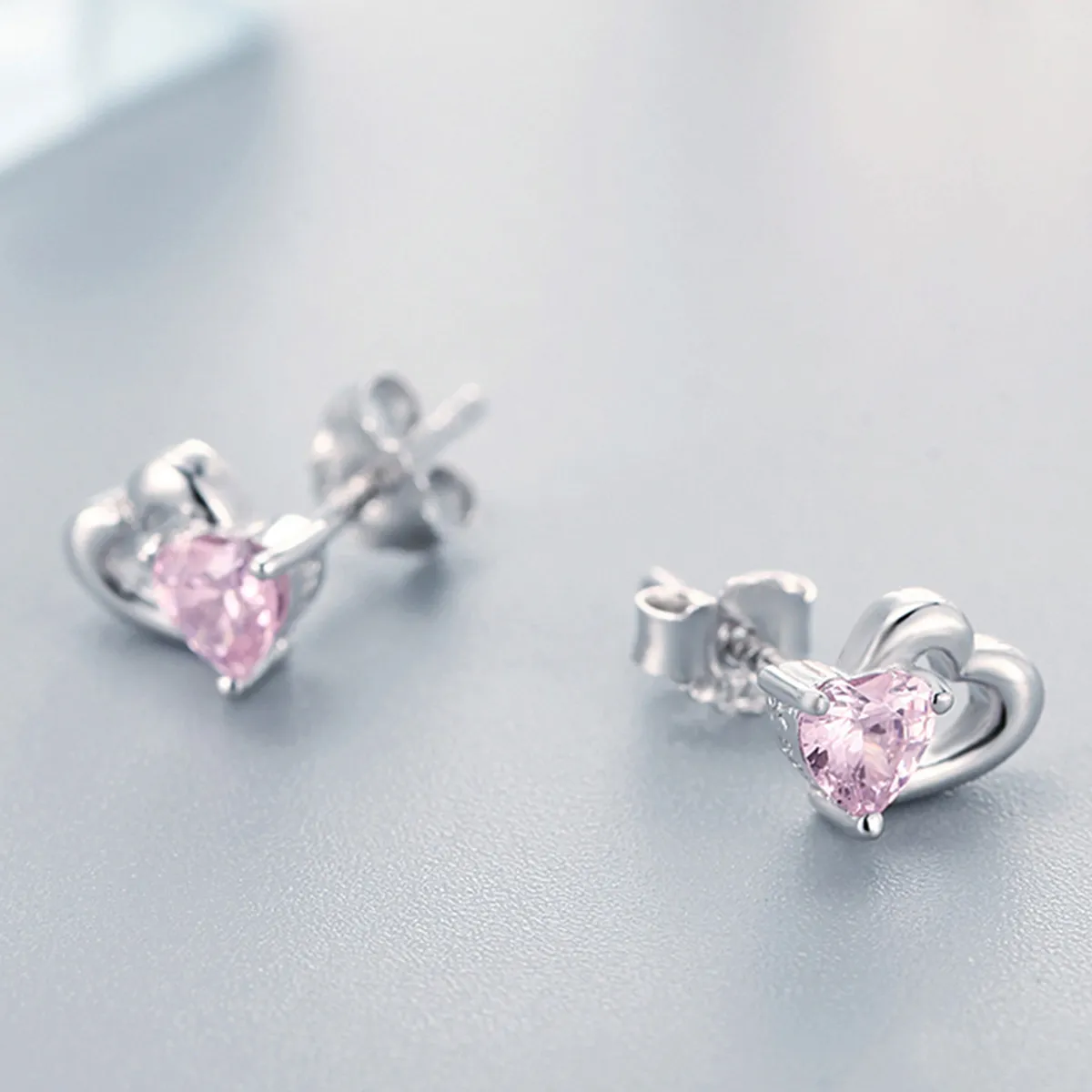 Pandora Style Silver Heart and Soul Stud Earrings - SCE090