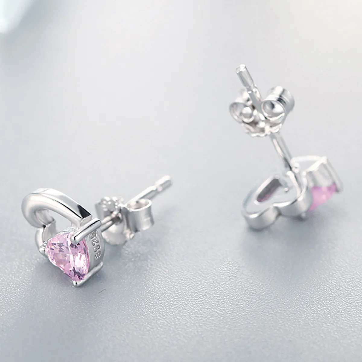 Pandora Style Silver Heart and Soul Stud Earrings - SCE090