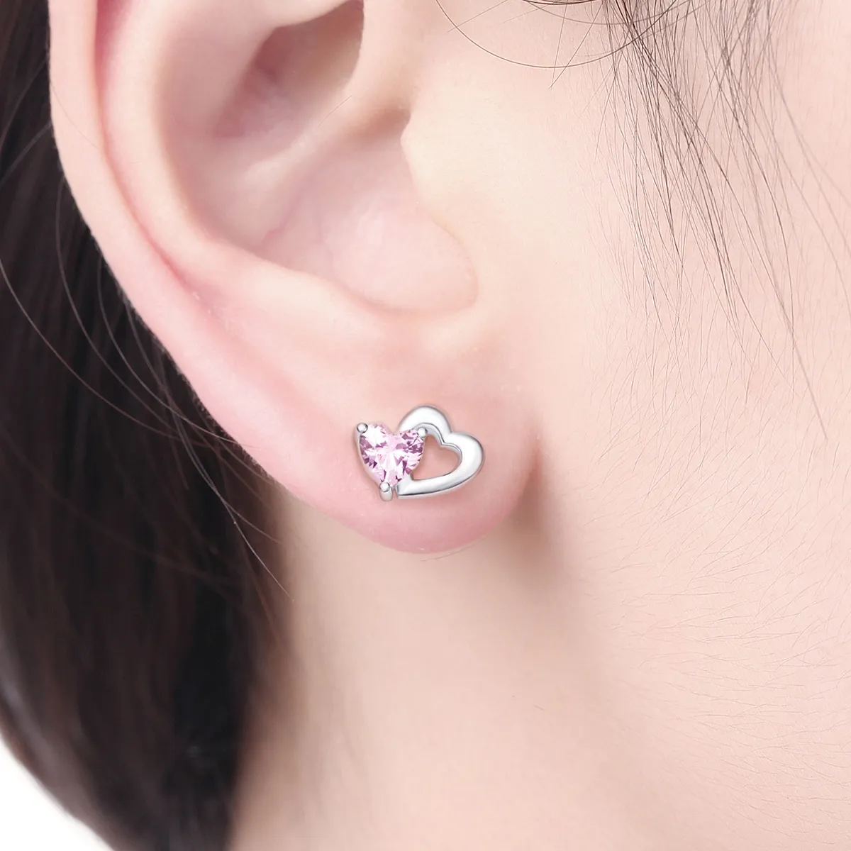 Pandora Style Silver Heart and Soul Stud Earrings - SCE090