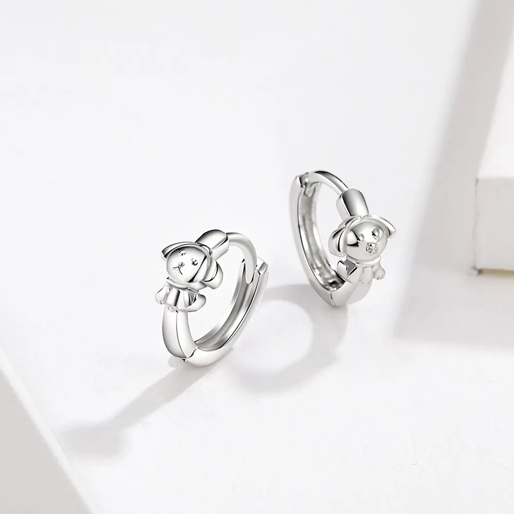 Pandora Style Silver Honest Puppy Hoop Earrings - SCE662