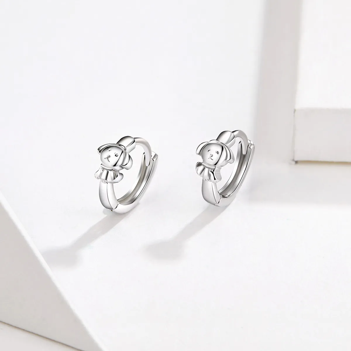 Pandora Style Silver Honest Puppy Hoop Earrings - SCE662