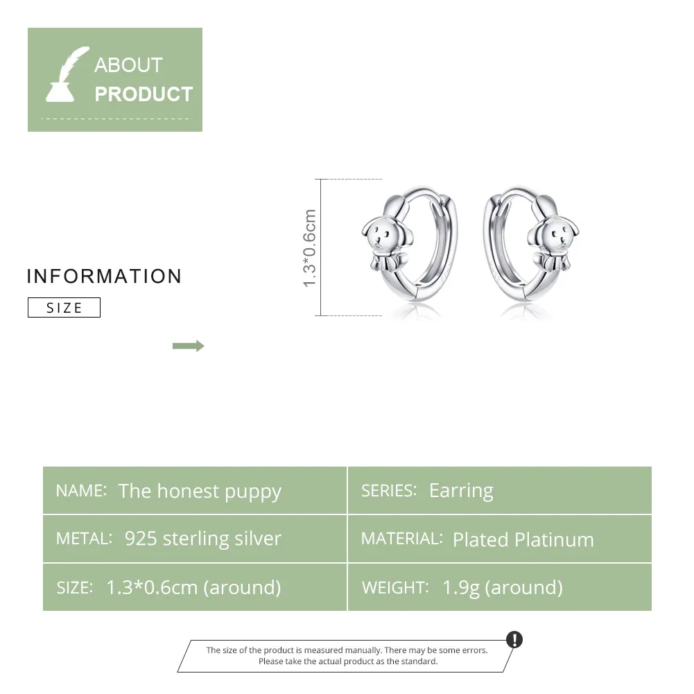 Pandora Style Silver Honest Puppy Hoop Earrings - SCE662