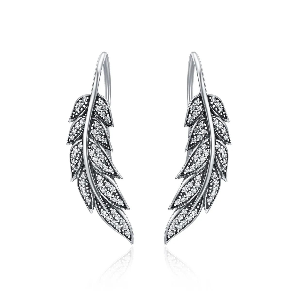 pandora style silver leaves enamoured hanging earrings sce215