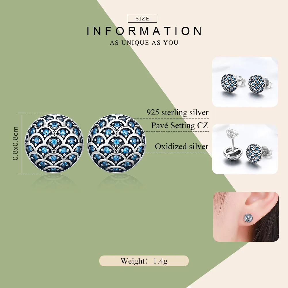 Pandora Style Silver Legend of The Sea Stud Earrings - SCE239