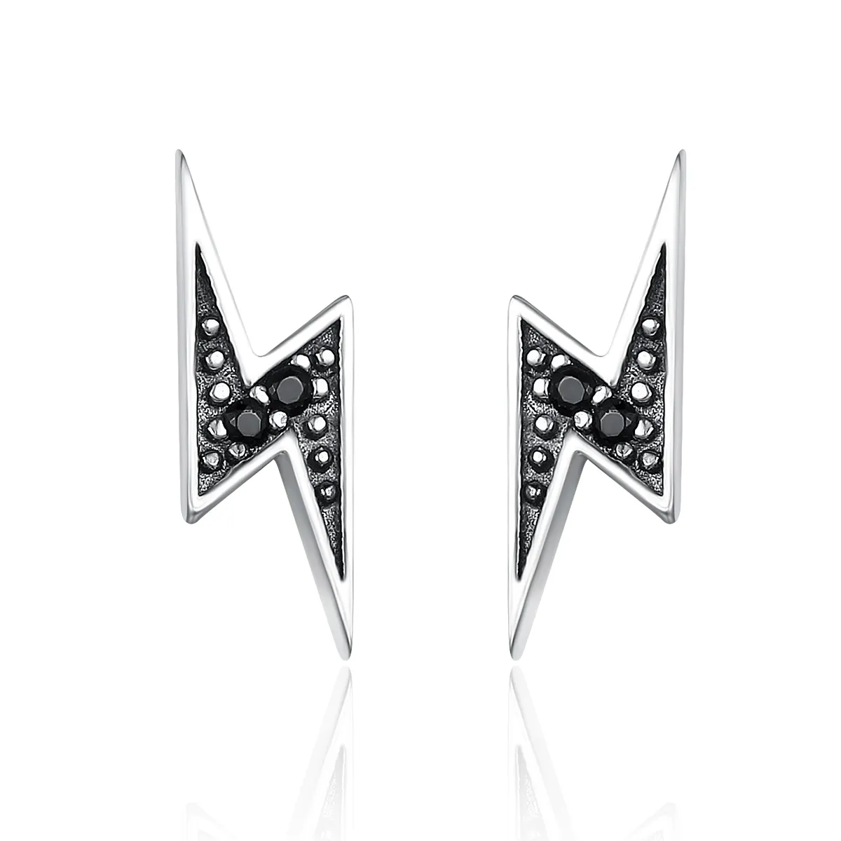 Pandora Style Silver Lightning Stud Earrings - SCE156