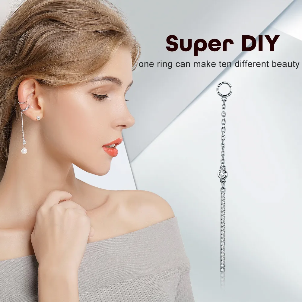 Pandora Style Silver Line Hanging Earrings - SCE081