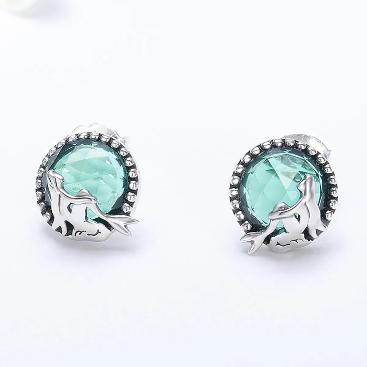 Pandora Style Silver Love of Mermaid Stud Earrings - SCE383