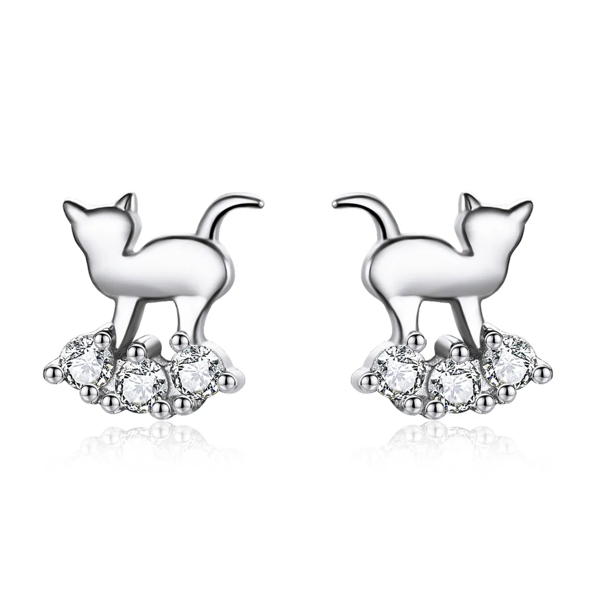 pandora style silver meow star stud earrings sce537