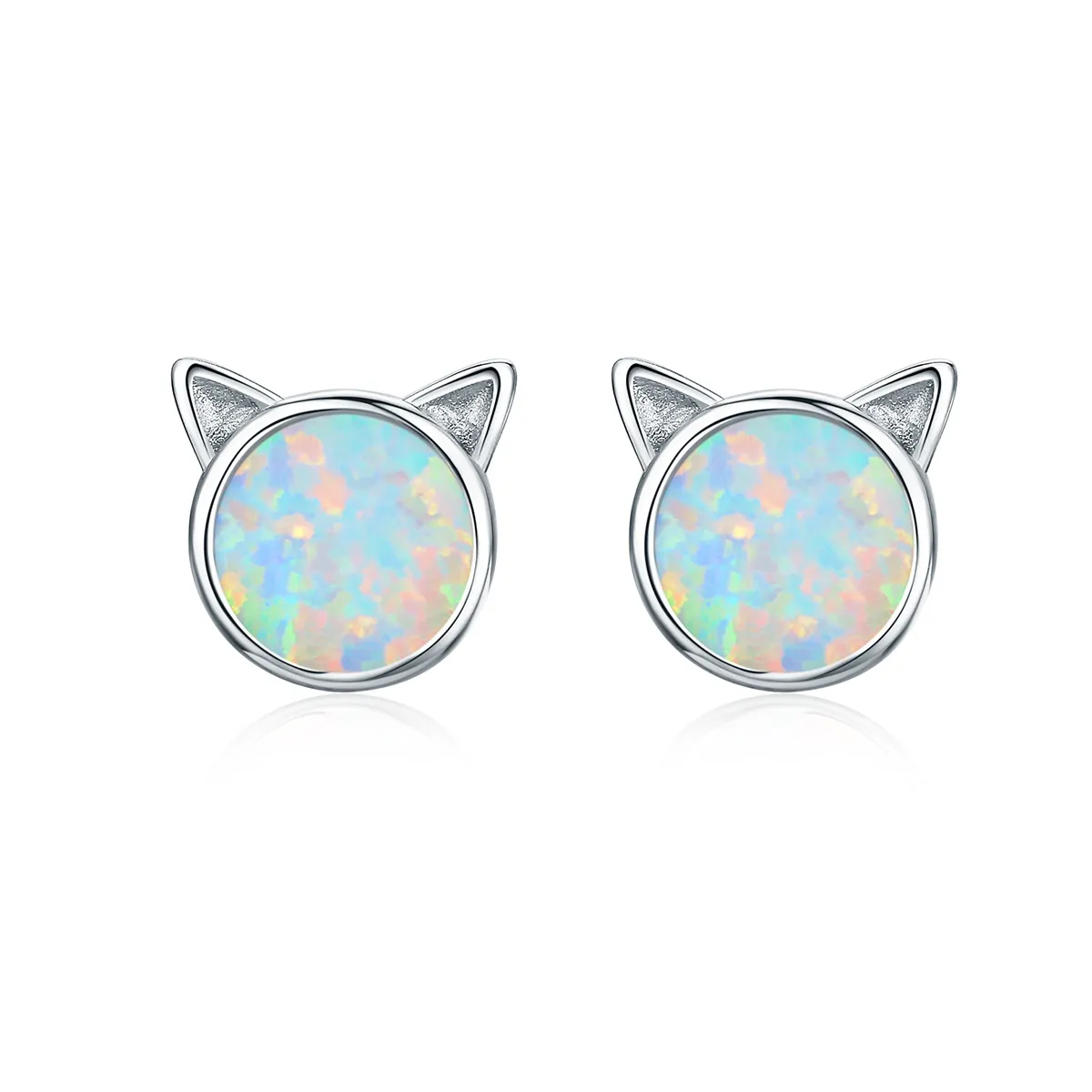 Pandora Style Silver Meow Star Stud Earrings - SCE538-Q