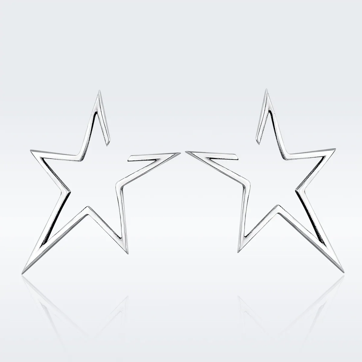 Pandora Style Silver Modern Star Stud Earrings - SCE107