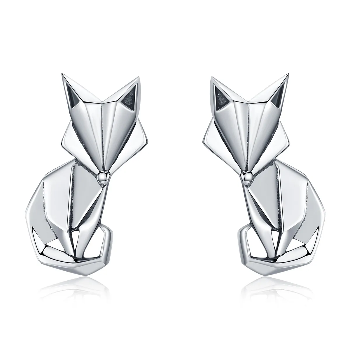 pandora style silver origami fox stud earrings sce526