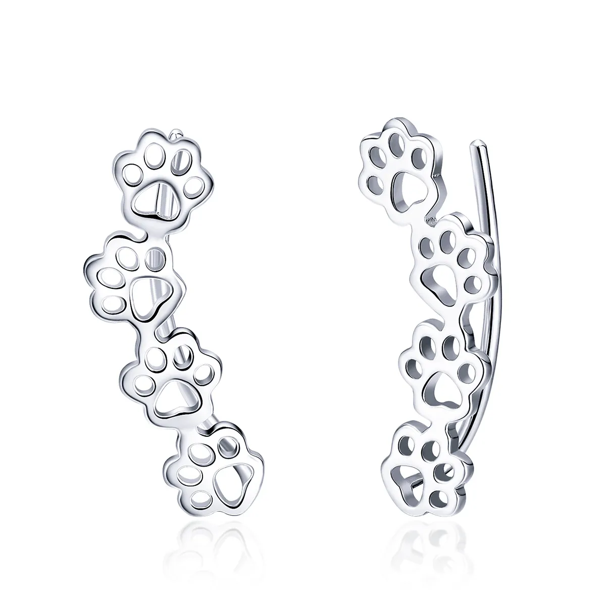 pandora style silver paw trail stud earrings sce430