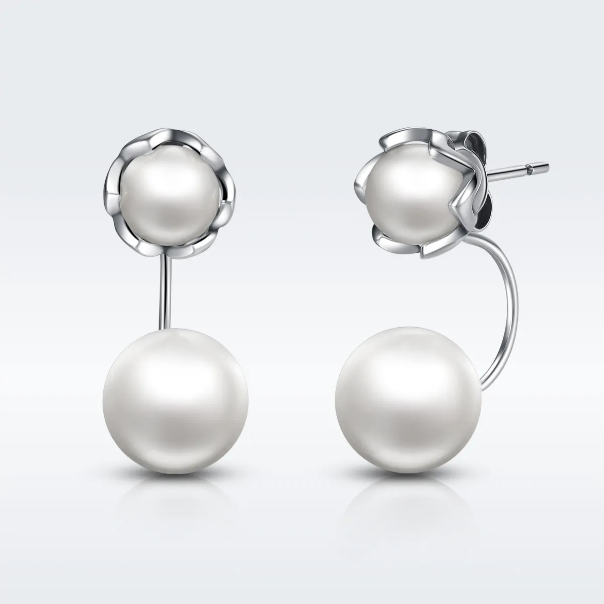 pandora style silver pearl stud earrings sce002