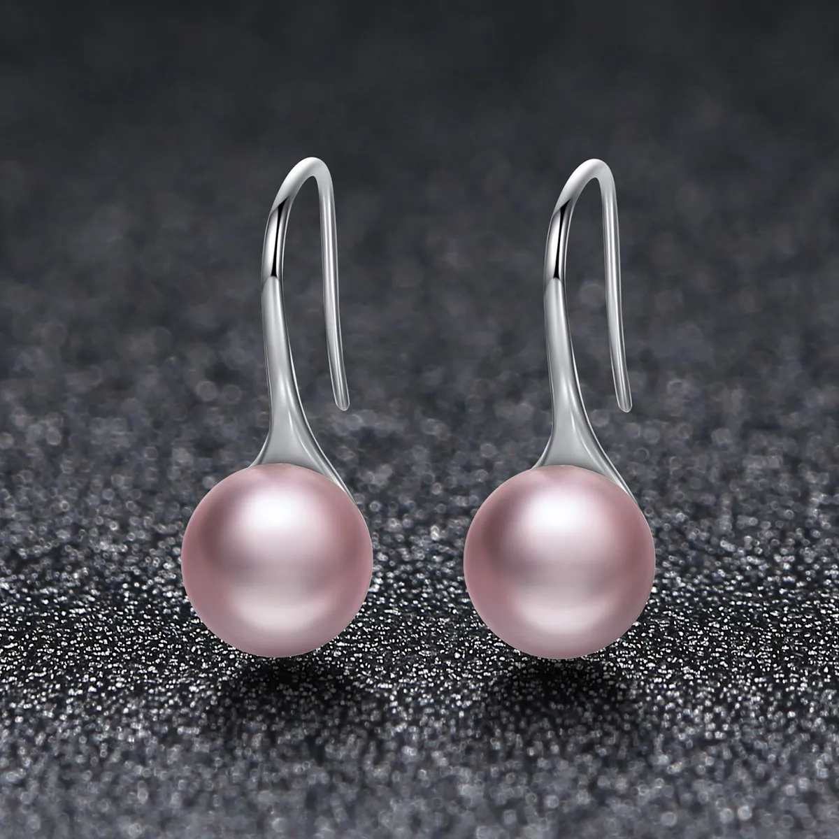 Pandora Style Silver Pink Pearl Hanging Earrings - SCE145