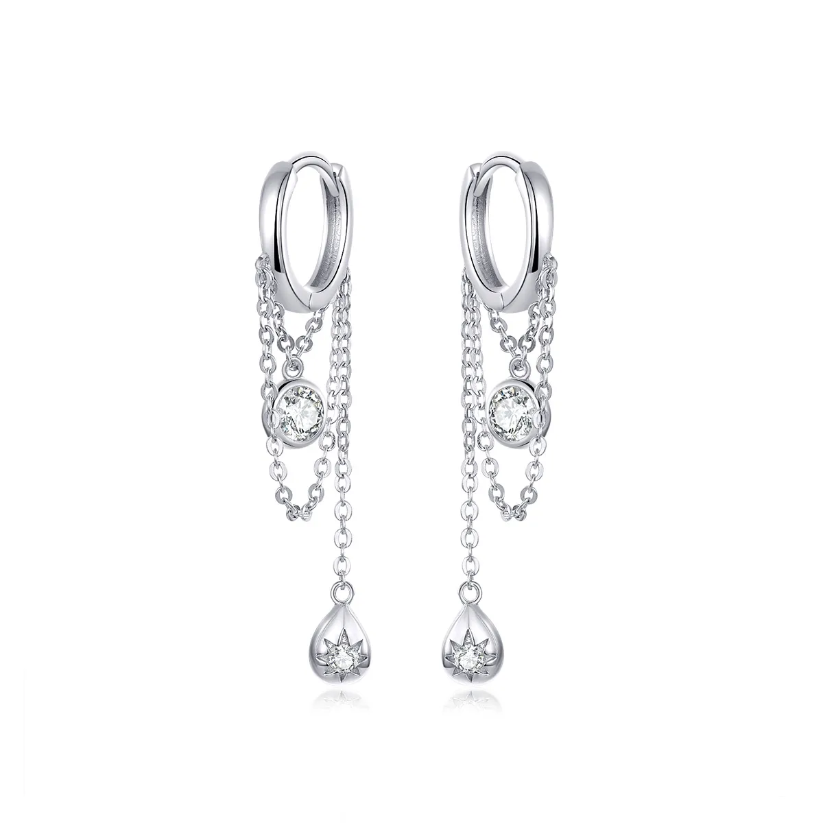 Pandora Style Silver Puberty Hanging Earrings - SCE638