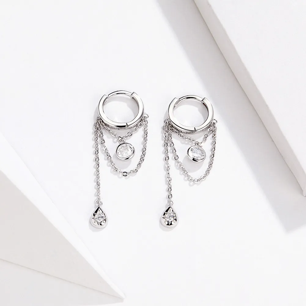 Pandora Style Silver Puberty Hanging Earrings - SCE638