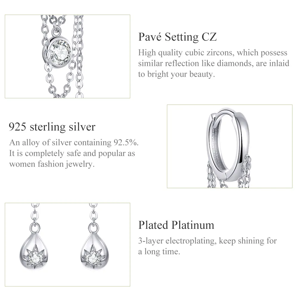 Pandora Style Silver Puberty Hanging Earrings - SCE638