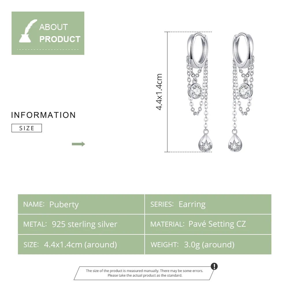 Pandora Style Silver Puberty Hanging Earrings - SCE638