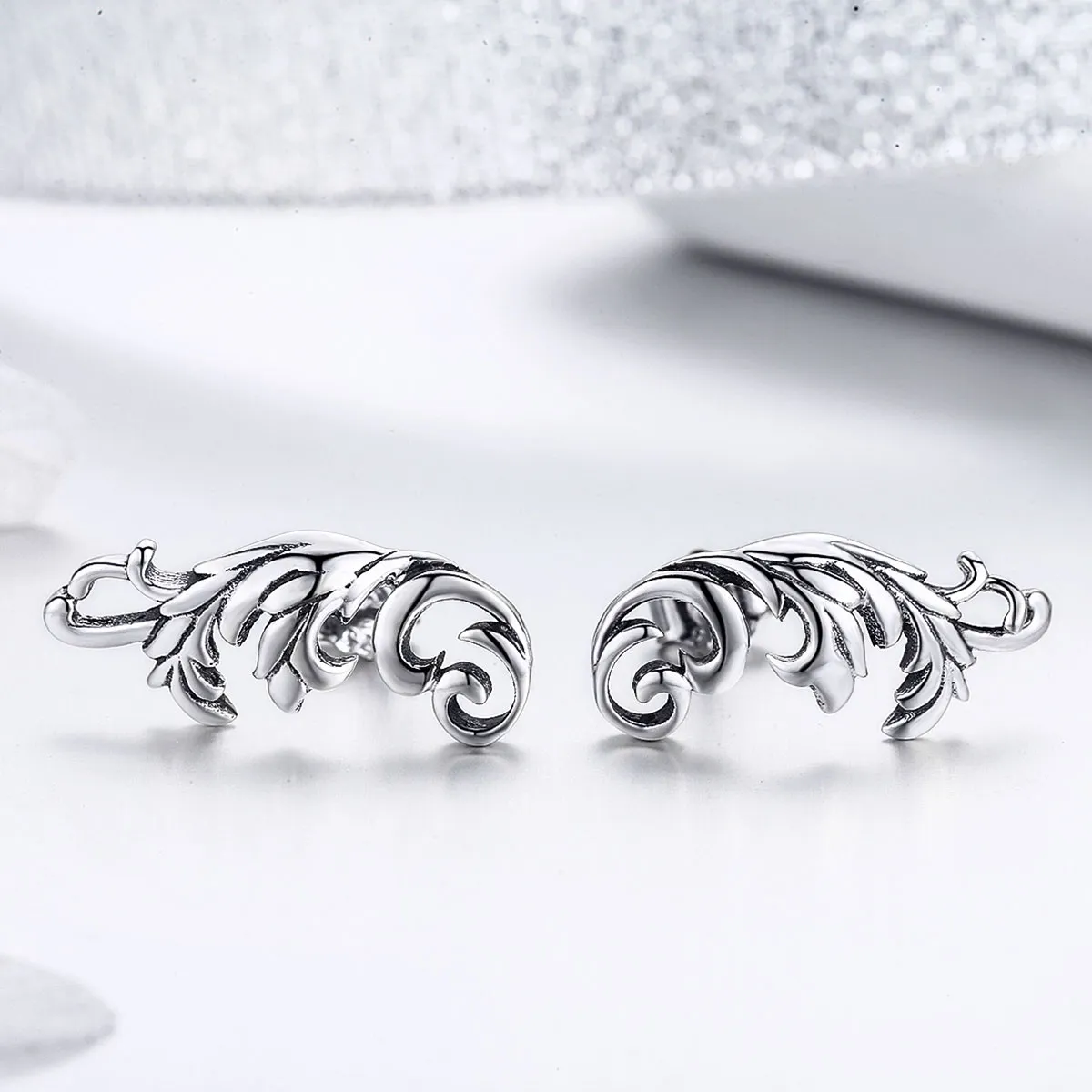 Pandora Style Silver Retro European Flower Stud Earrings - SCE580