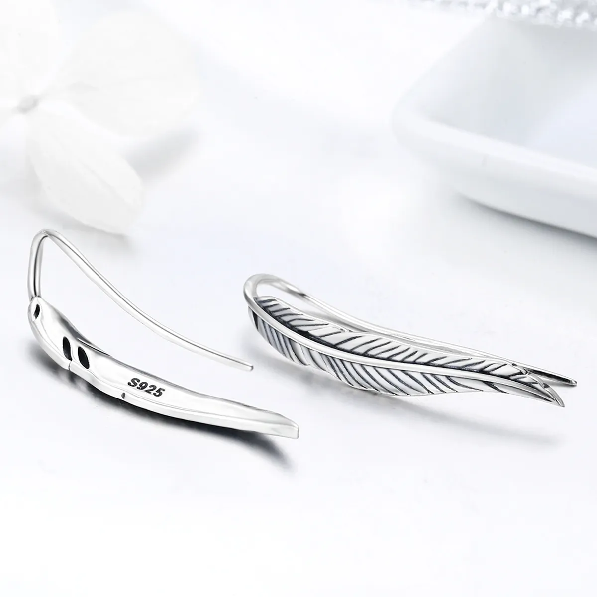 Pandora Style Silver Retro Wings Stud Earrings - SCE258