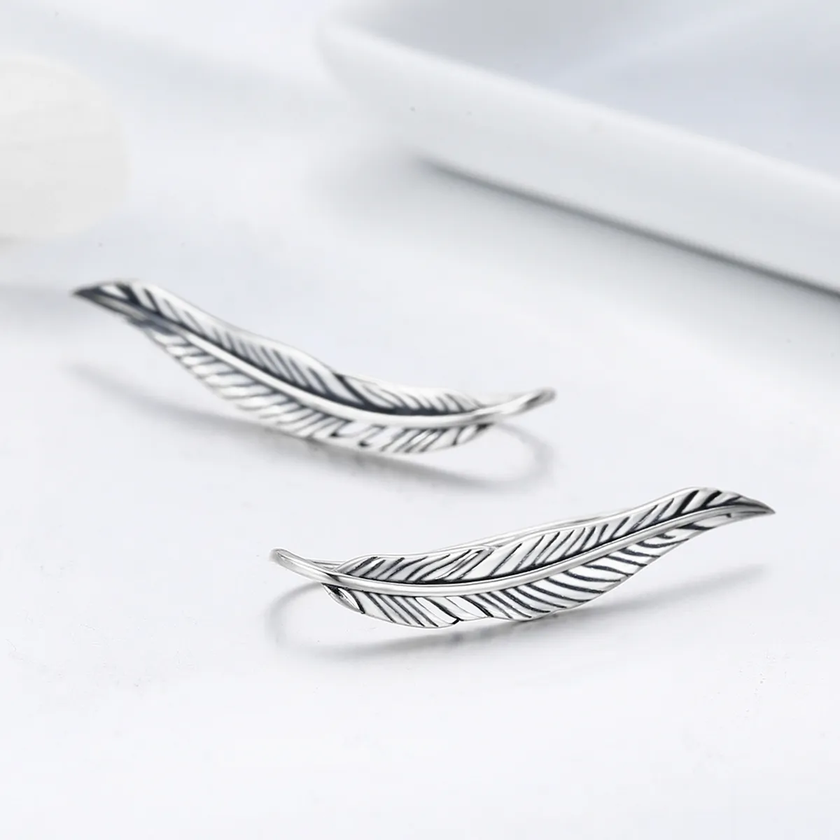 Pandora Style Silver Retro Wings Stud Earrings - SCE258