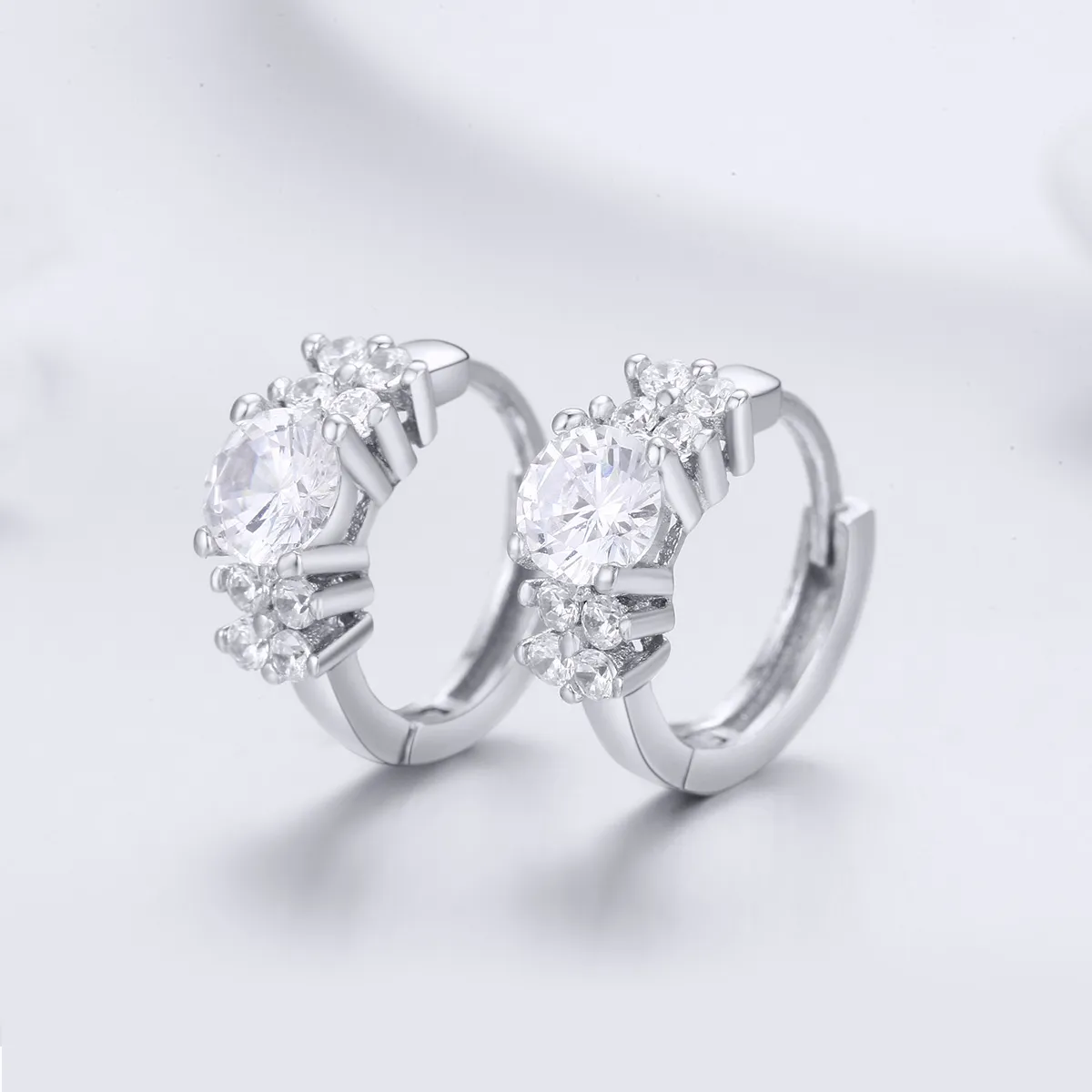 Pandora Style Silver Romantic Shine Hoop Earrings - SCE485