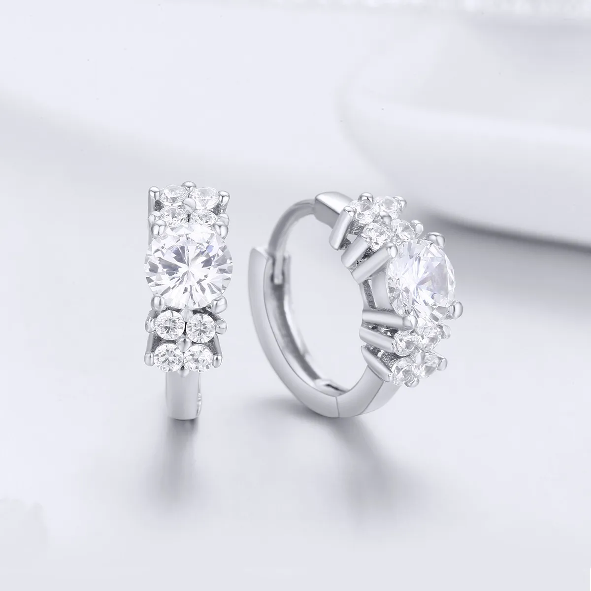 Pandora Style Silver Romantic Shine Hoop Earrings - SCE485