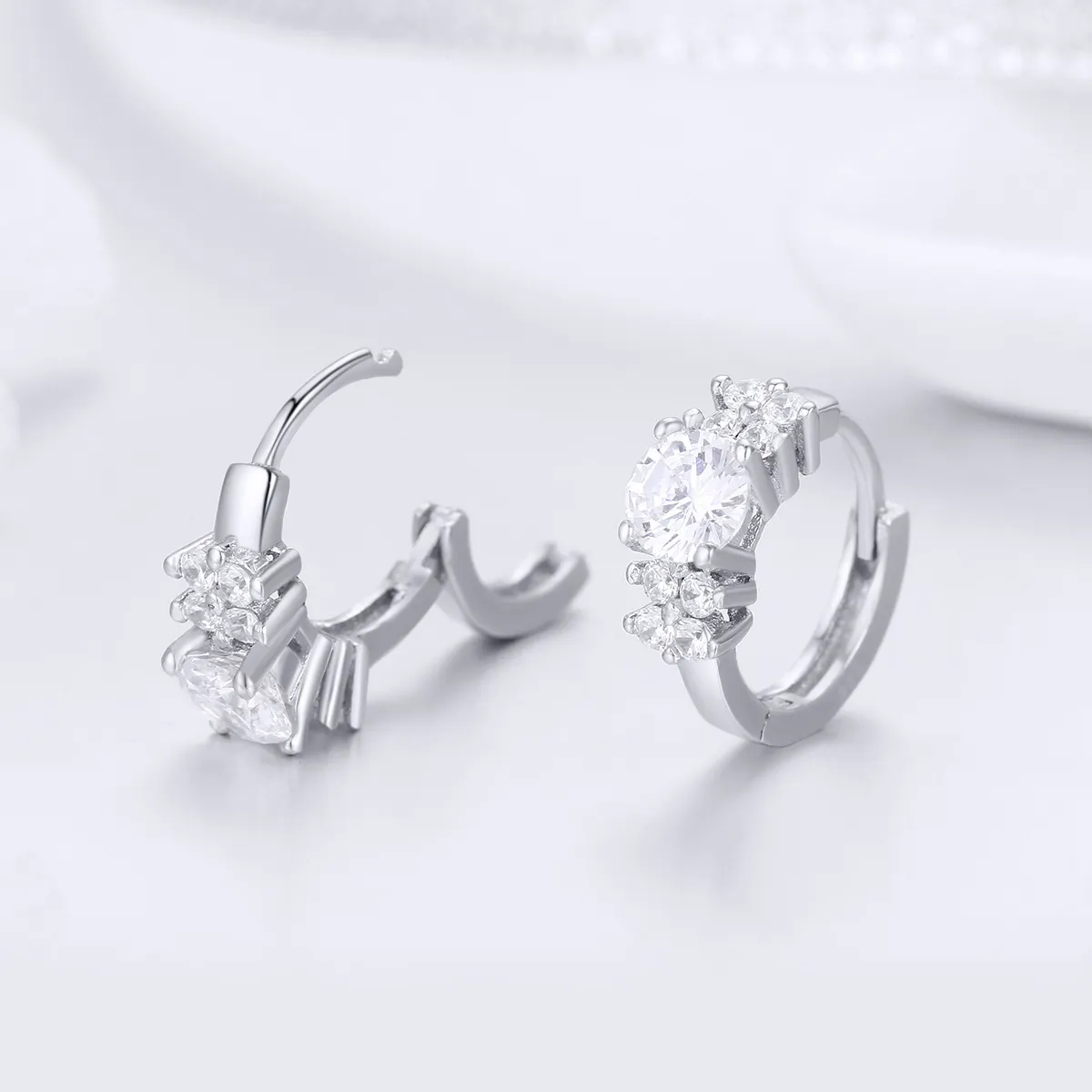 Pandora Style Silver Romantic Shine Hoop Earrings - SCE485