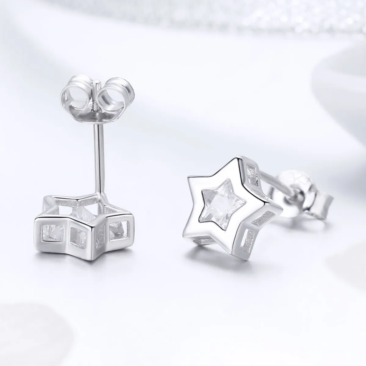 Pandora Style Silver Secret of Stars Stud Earrings - SCE437