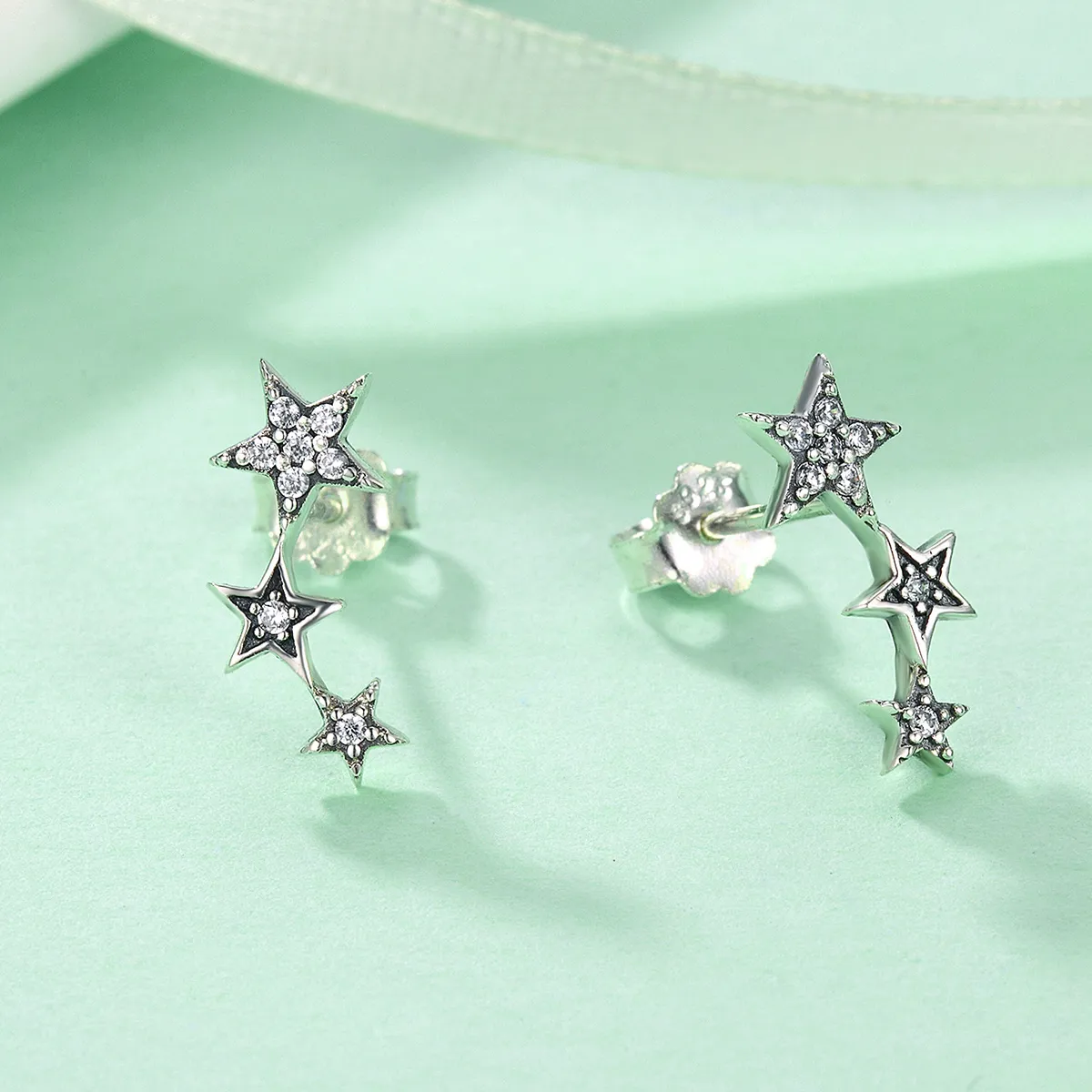 Pandora Style Silver Secrets of Stars Stud Earrings - SCE175