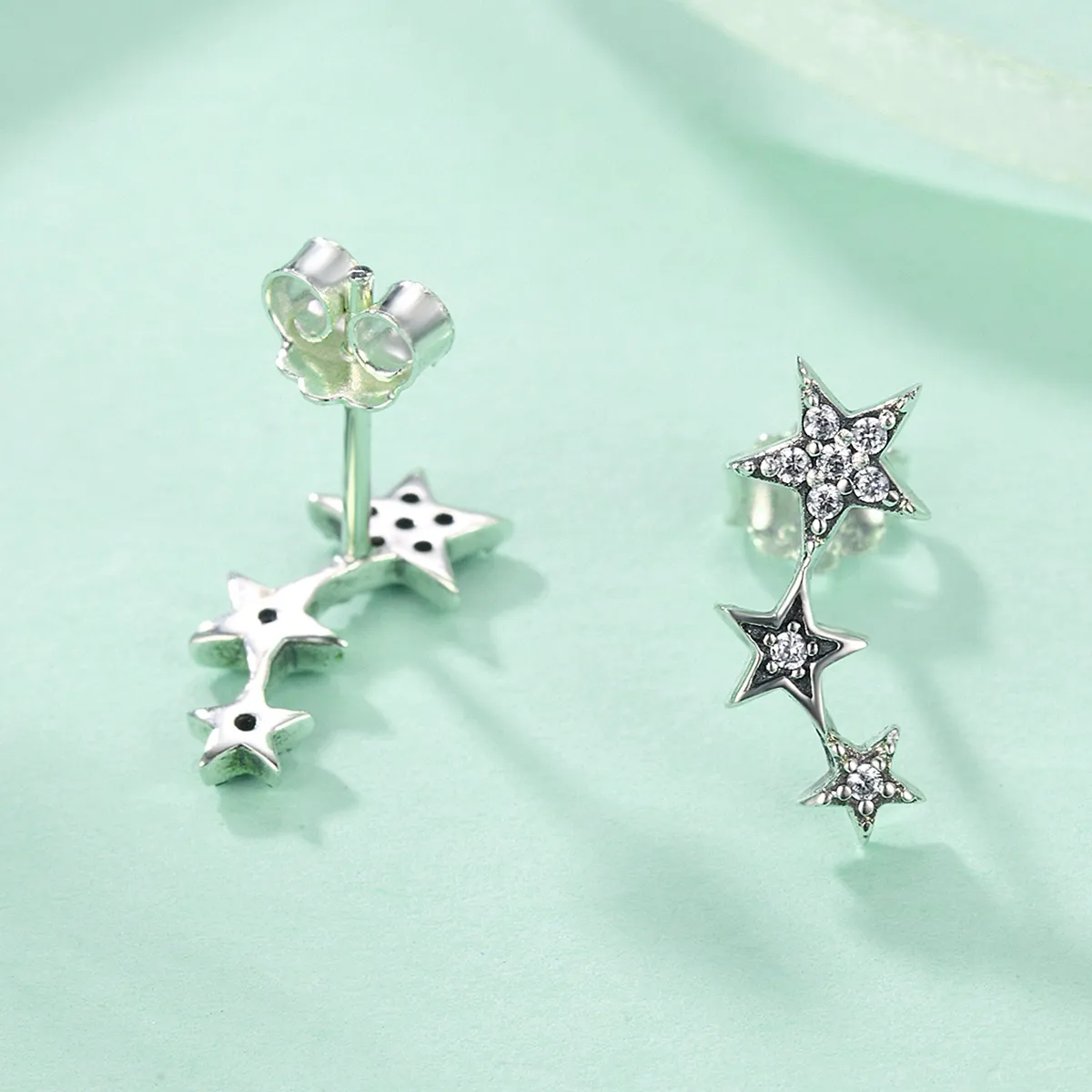 Pandora Style Silver Secrets of Stars Stud Earrings - SCE175