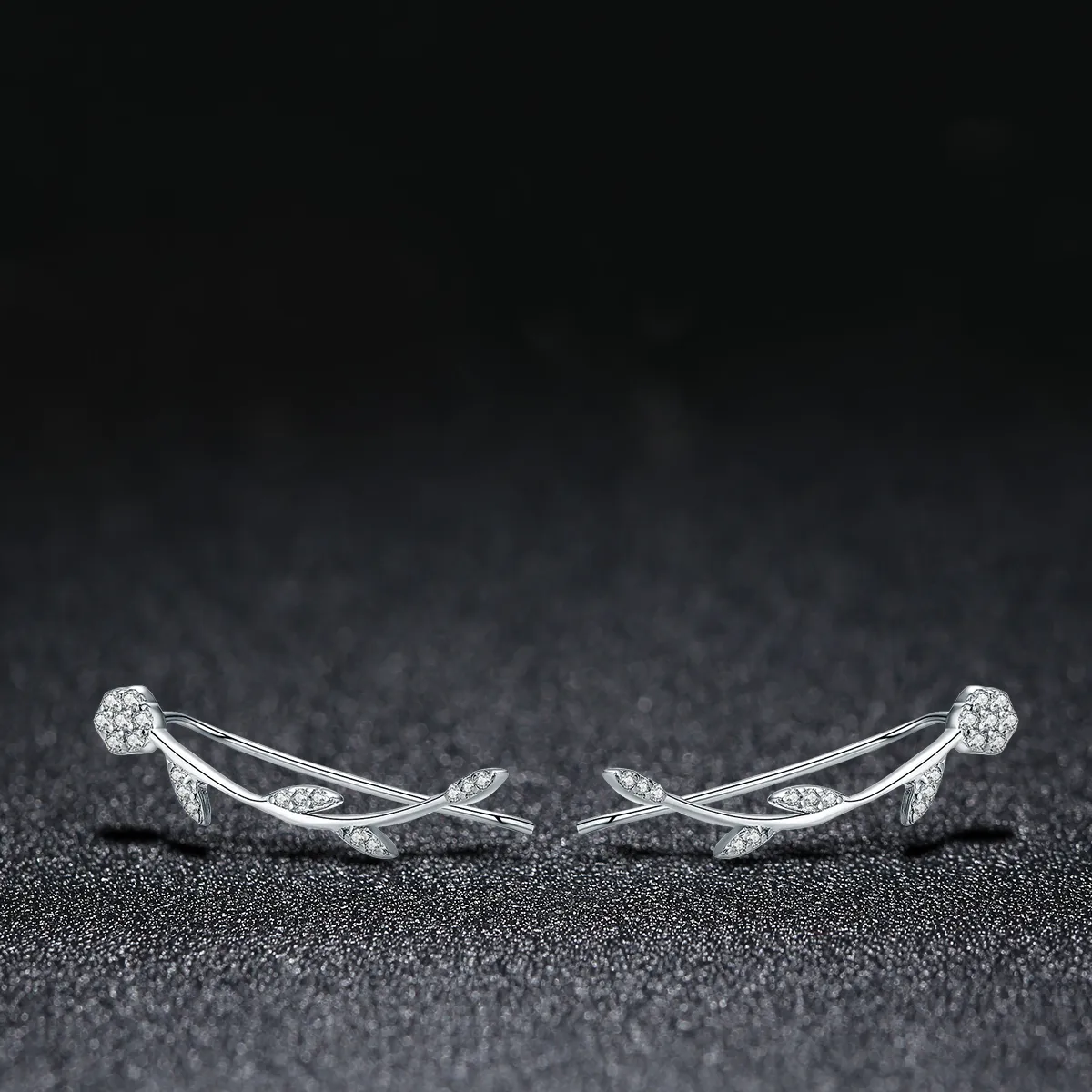 Pandora Style Silver Shinning Leaves Stud Earrings - SCE266