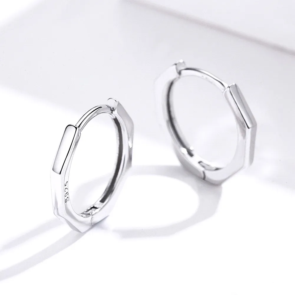 Pandora Style Silver Simple Earrings Hoop Earrings - SCE622