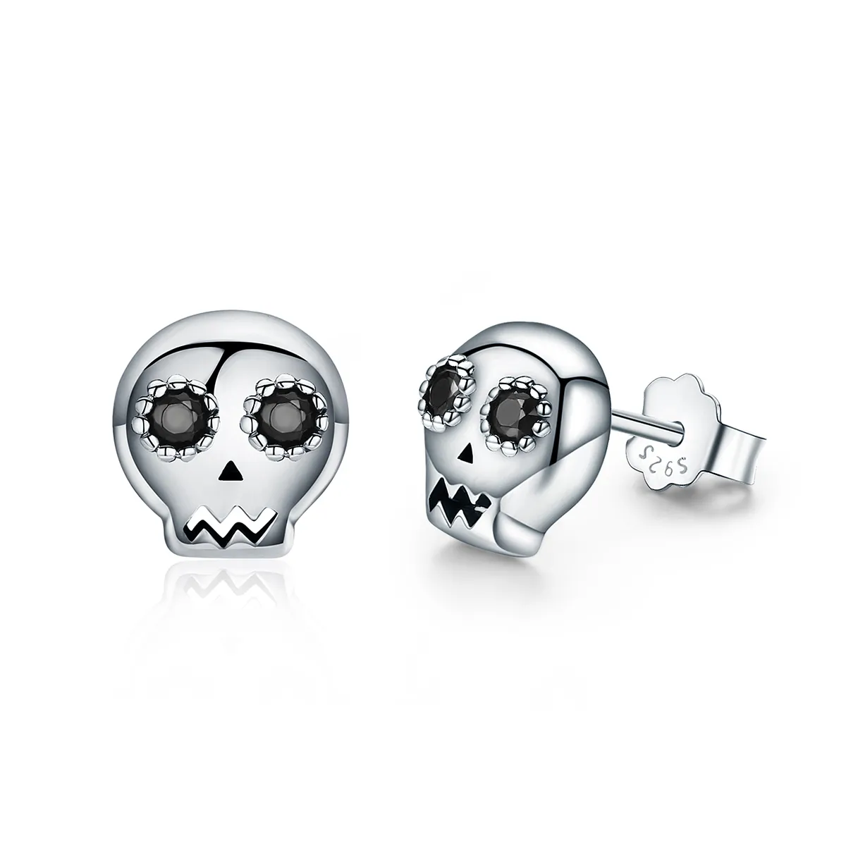 pandora style silver skull stud earrings sce064