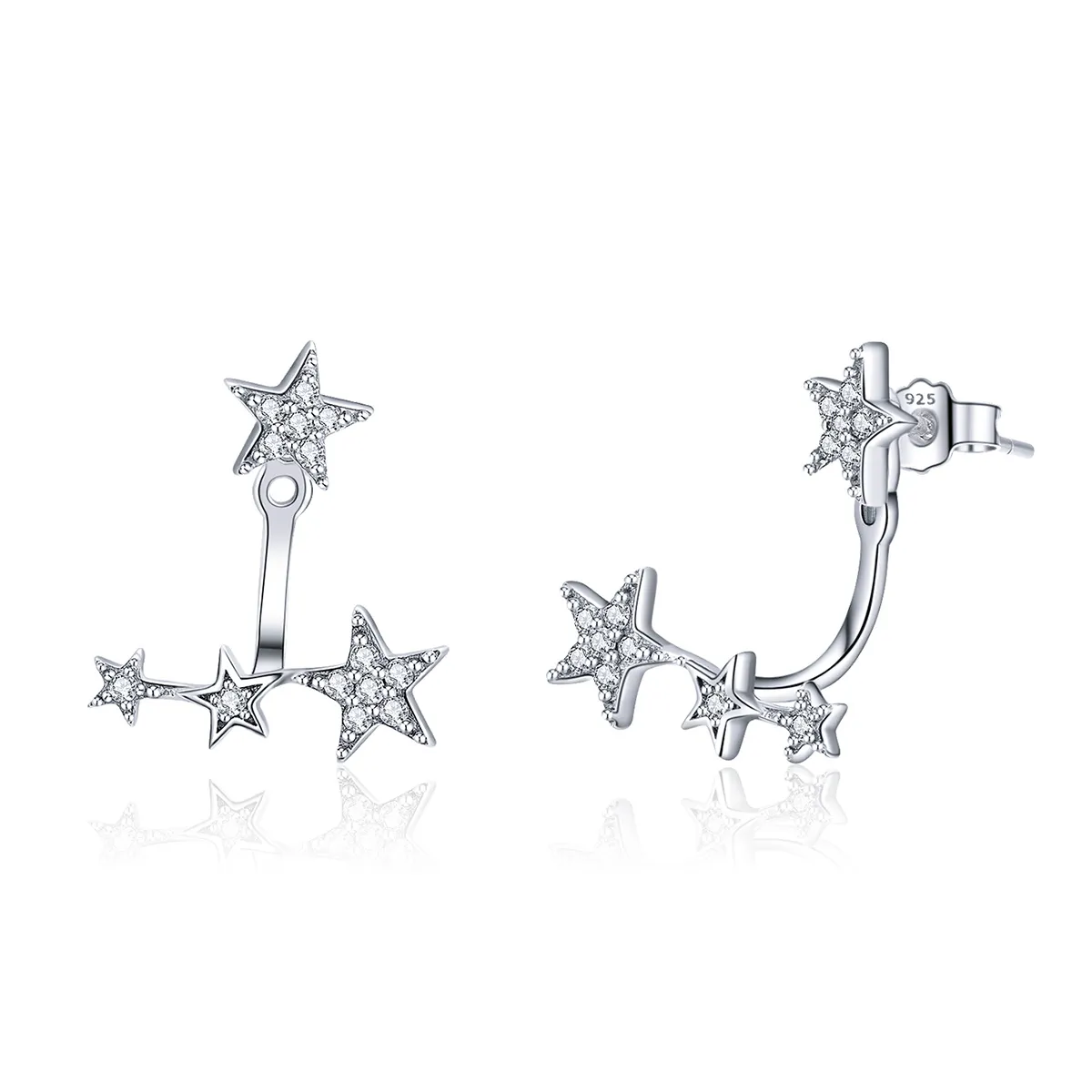 Pandora Style Silver Stars Stud Earrings - SCE448