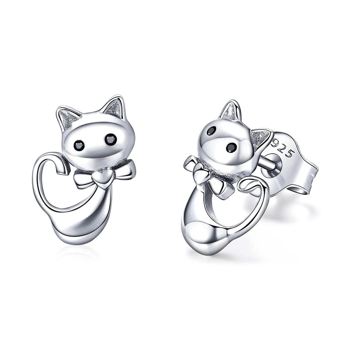 pandora style silver sticky cat stud earrings sce450