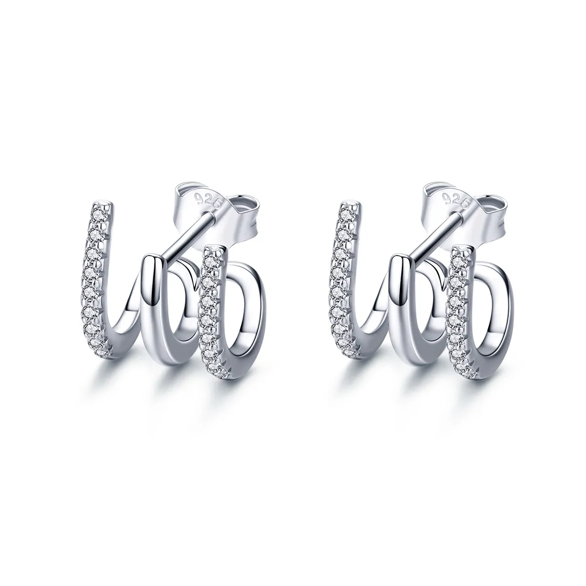 pandora style silver twist stud earrings sce585