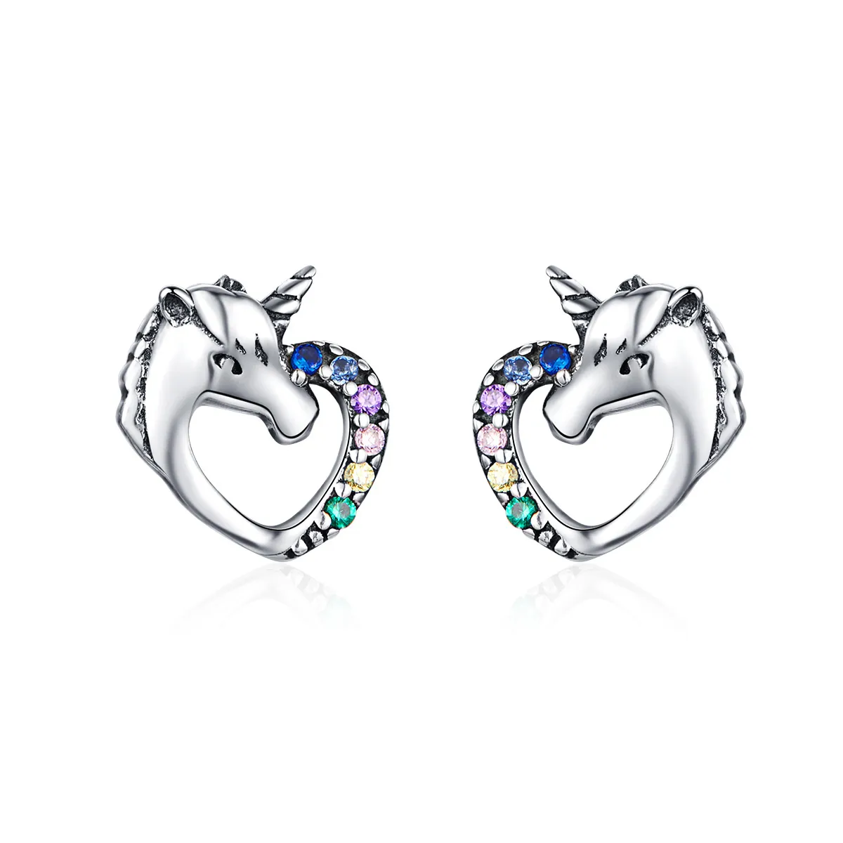 pandora style silver unicorn stud earrings sce611