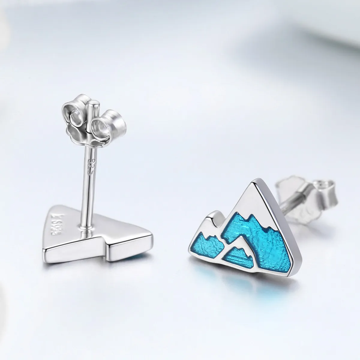 Pandora Style Silver Unique Iceberg Stud Earrings - SCE475