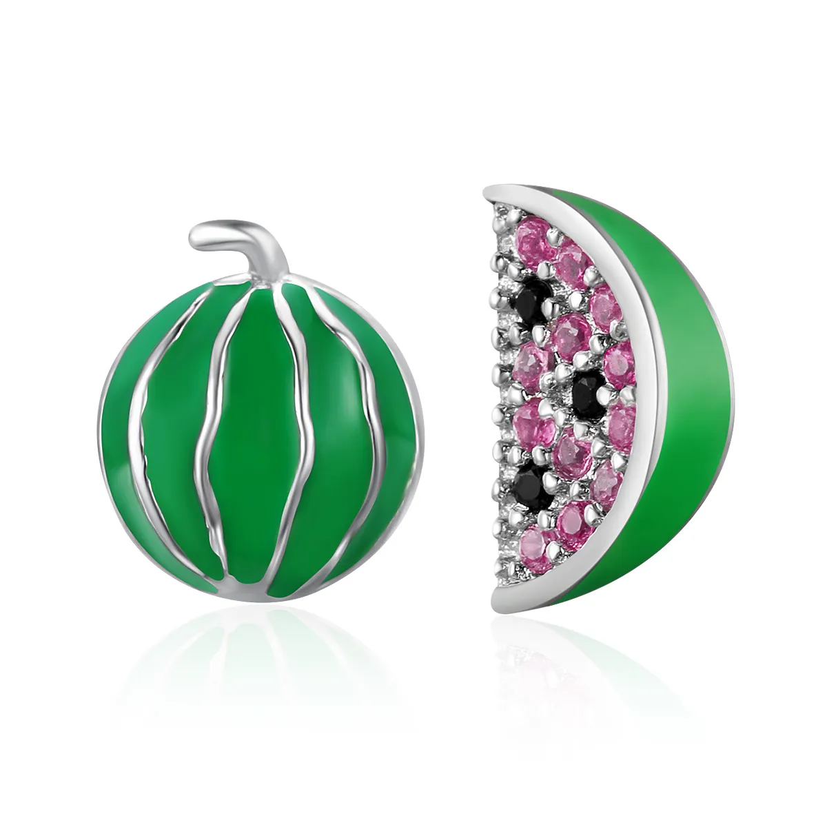 pandora style silver watermelon love stud earrings sce105