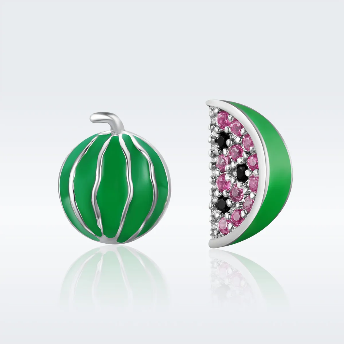 Pandora Style Silver Watermelon Love Stud Earrings - SCE105