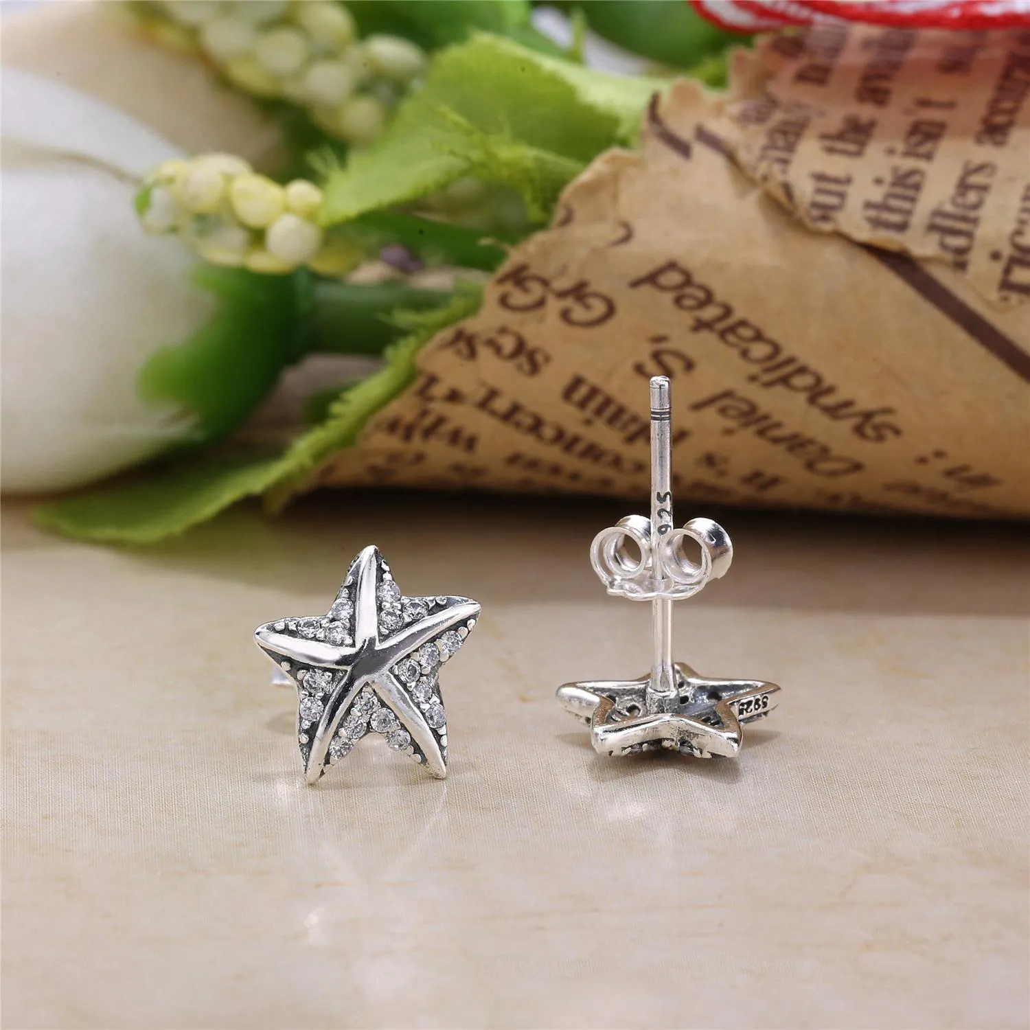 PANDORA Tropical Starfish, Clear CZ Stud Earrings - 290748CZ