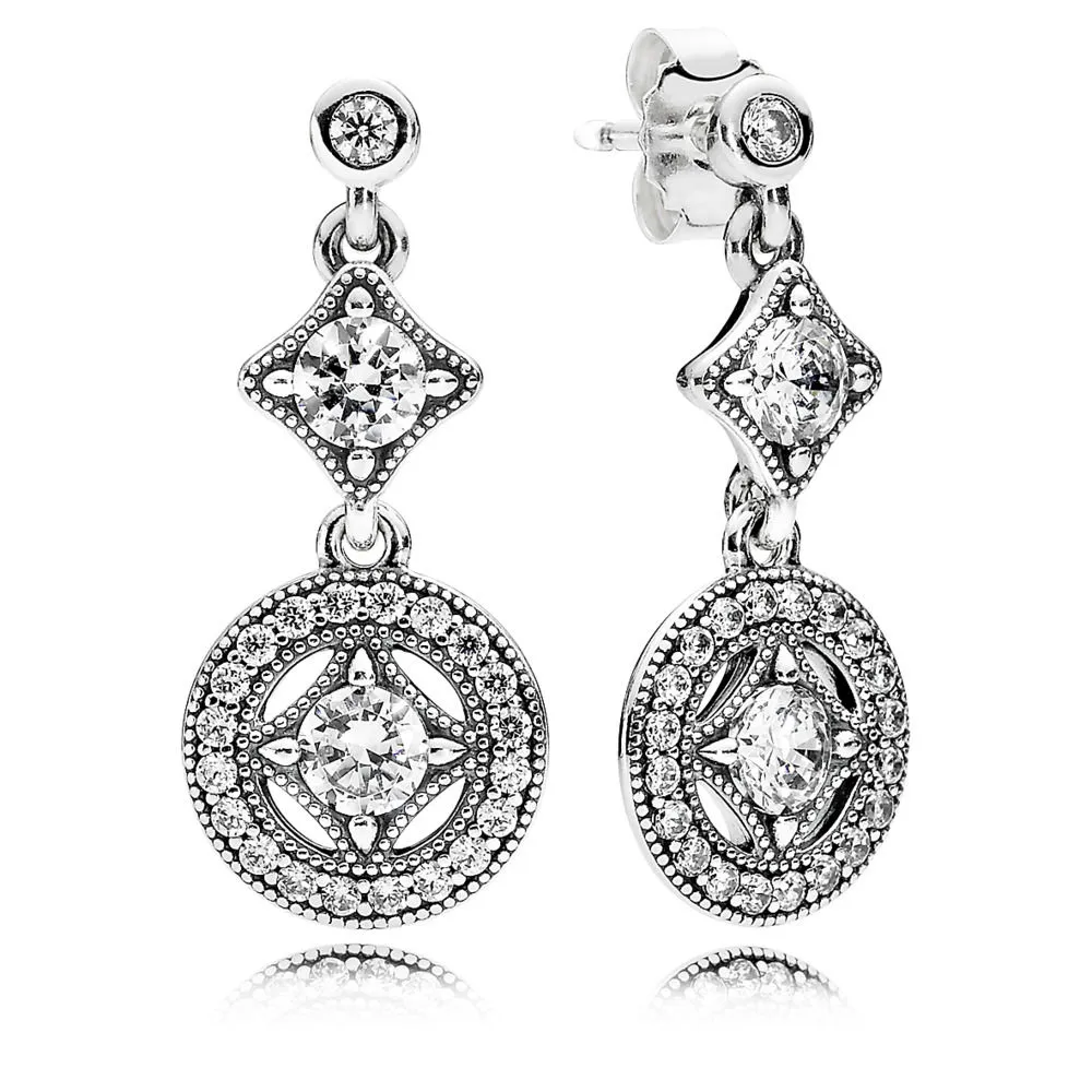 pandora vintage allure diamondshaped drop earrings 290722cz