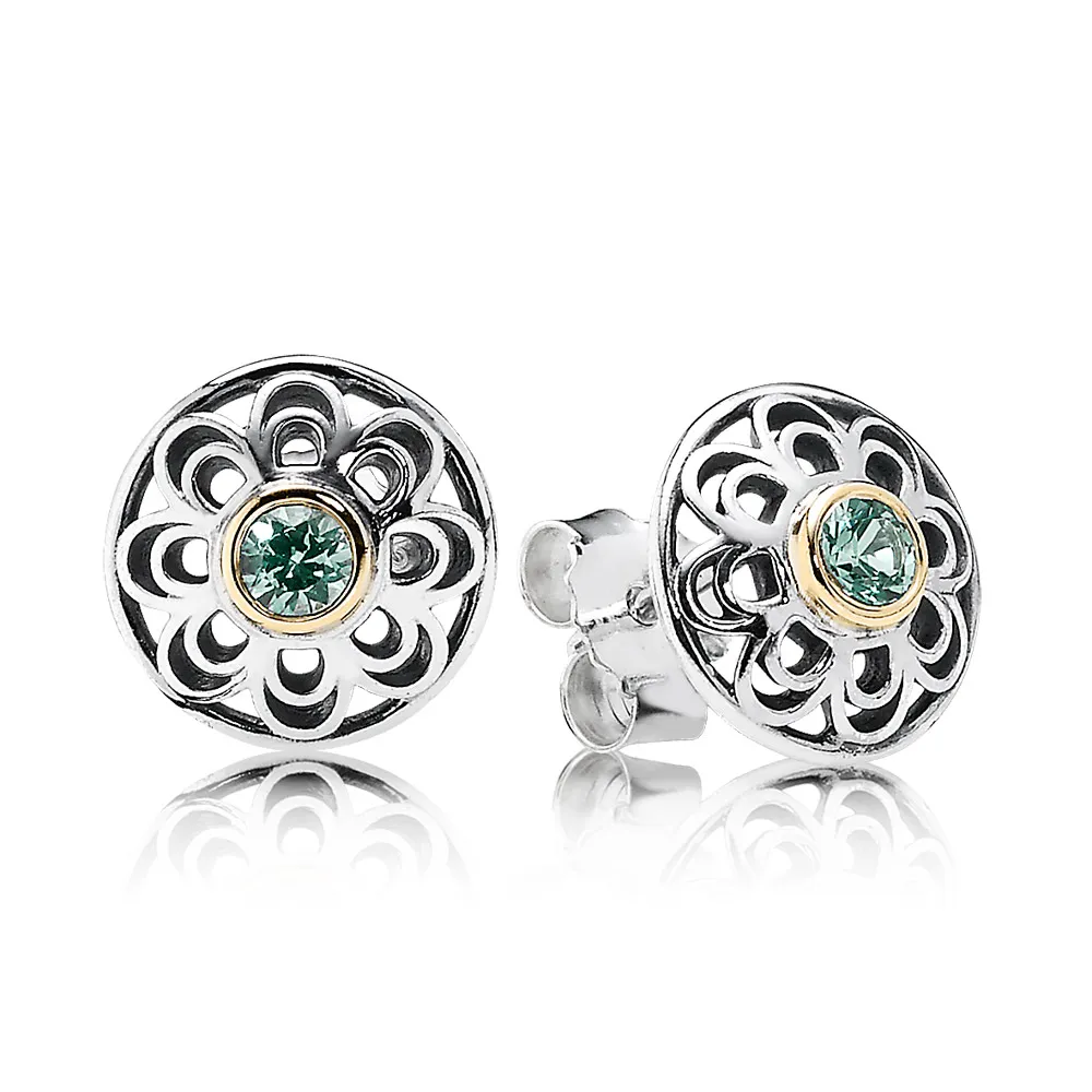 pandora vintage allure synthetic green spinel stud earrings 290542ssg